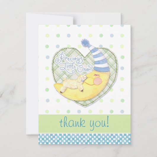 Slapen Lam & Man in Moon Baby Bedankt Opmerking (Voorkant)