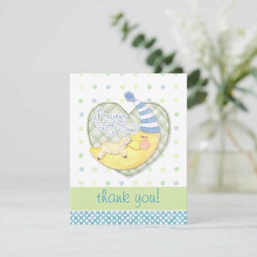 Slapen Lam & Man in Moon Baby Bedankt Opmerking (Staand voorkant)