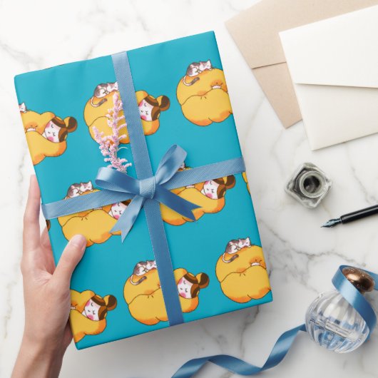 Slapen Meisje met Cosy Cat Cadeaupapier (Geschenken)