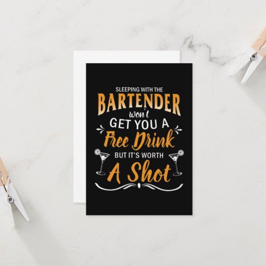 Slapen met de barman kaart (Voorkant / Achterkant in situ)