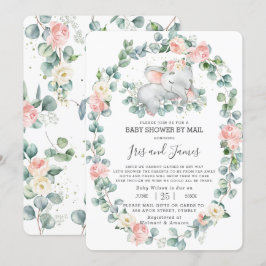 Slapen Olifant Bloemen Baby shower door Mail Meisj Kaart