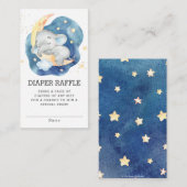 Slapen Olifant Moon Baby shower Luier Raffle Informatiekaartje (Voorkant / Achterkant)