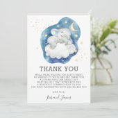 Slapen Olifant Twinkle Star Baby shower Boy Bedankkaart (Staand voorkant)