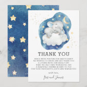 Slapen Olifant Twinkle Star Baby shower Boy Bedankkaart (Voorkant / Achterkant)
