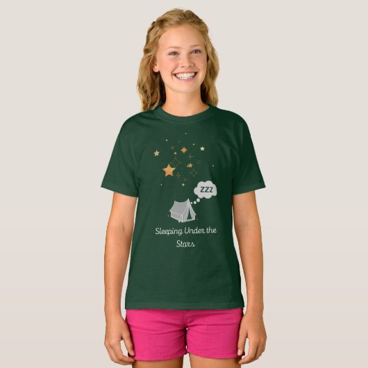 Slapen onder de sterren meisjes basic T-shirt (Voorkant volledig)
