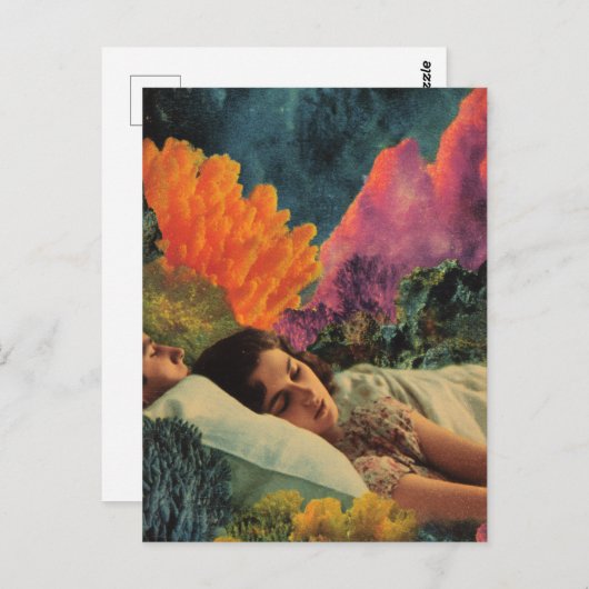 Slapen onder het Zee Surreal Mixed media collage Briefkaart (Voorkant / Achterkant)