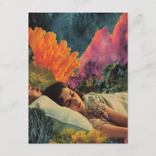 Slapen onder het Zee Surreal Mixed media collage Briefkaart (Voorkant)