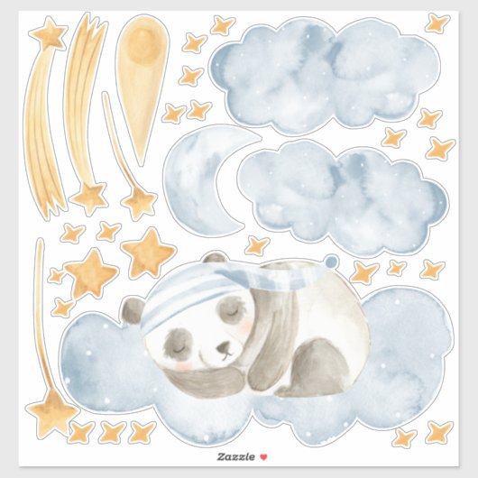 Slapen Panda Beer Childs Slaapkamer Set van Wall Sticker (Vel)