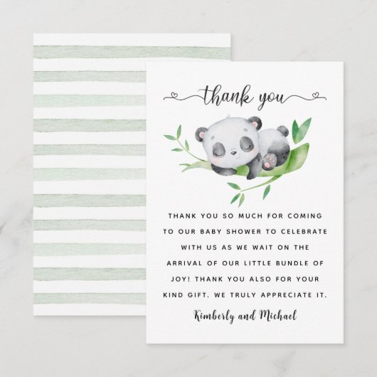Slapen Panda Waterverf Verjaardag | BABY SHOWER Bedankkaart (Voorkant / Achterkant)