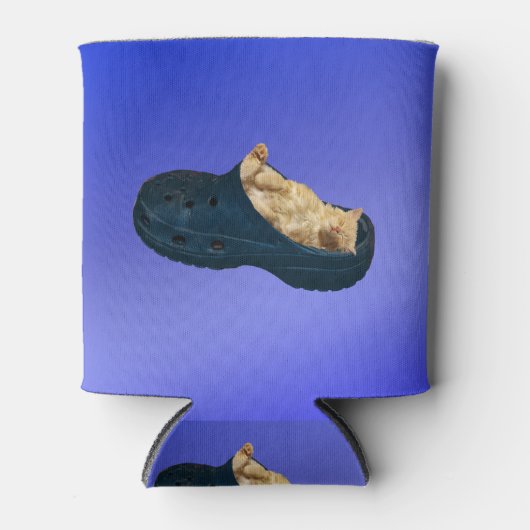 Slapen pluizige kitten in croc schoen, blikjeskoeler (Voorkant)