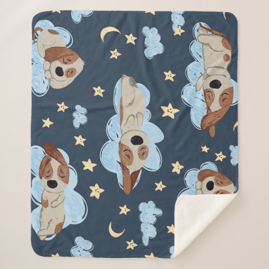 Slapen Puppies: Good Night Pattern Sherpa Deken (Voorkant)