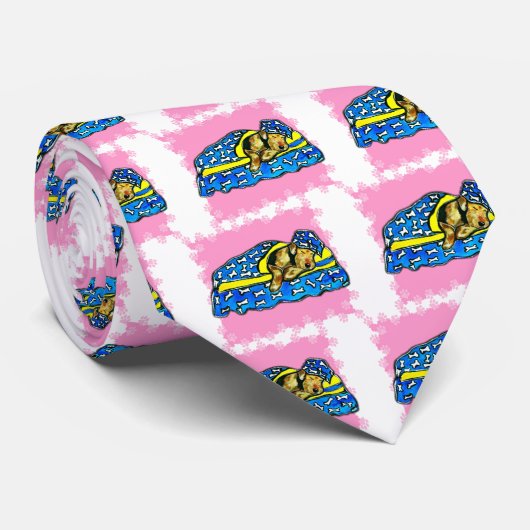 Slapen roze airedale stropdas (Opgerold)