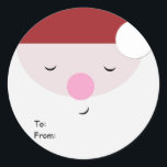 Slapen Santa Christmas Label, naar: Van: Ronde Sticker<br><div class="desc">Voeg een beetje meer zoetheid toe aan je ingepakte geschenken met dit slapende santa kerst sticker label. Gift label stickers maken een geweldig accessoire voor elk kerstcadeau.</div>