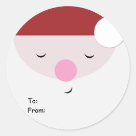 Slapen Santa Christmas Label, naar: Van: Ronde Sticker