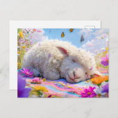 Slapen schapen op weide picknickdeken feestdagenkaart (Voorkant / Achterkant)