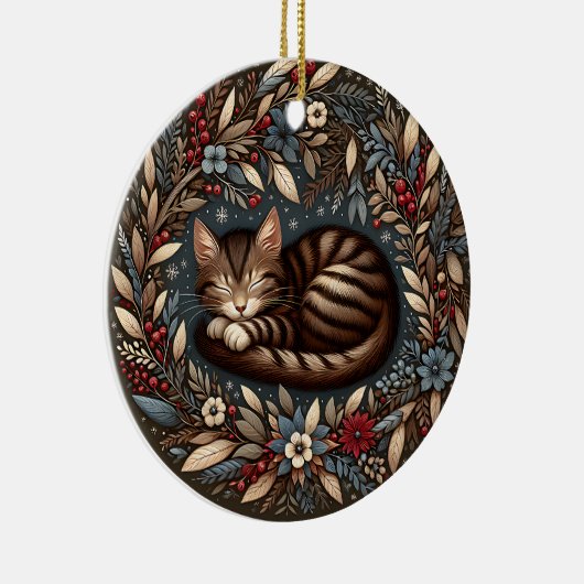 Slapen Tabby Kat Ornament (Rechts)