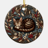 Slapen Tabby Kat Ornament (Voorkant)