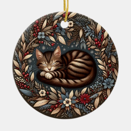 Slapen Tabby Kat Ornament (Voorkant)