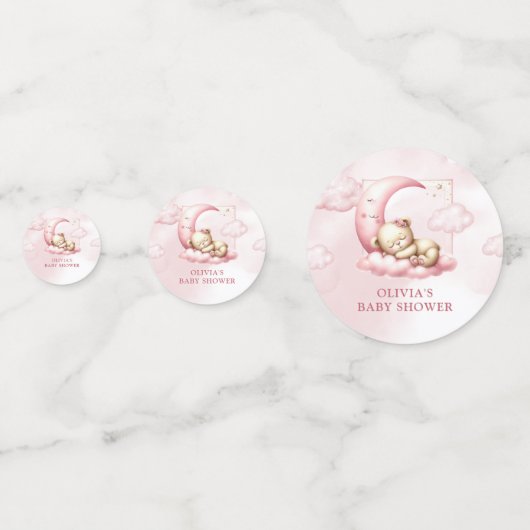 Slapen Teddy beer op wolk negen roze meisje Confetti (Voorkanten)