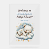 Slapen Teddybeer op een wolk Baby shower Acryl Bord (Voorkant)