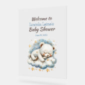 Slapen Teddybeer op een wolk Baby shower Acryl Bord (Hoek)
