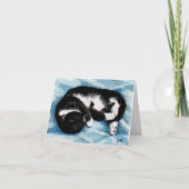 Slapen Tuxedo Cat Painting Note Kaart (Voorkant)