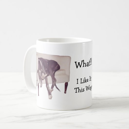 Slapen van Greyhound op stoel Funny Koffiemok (Voorkant links)