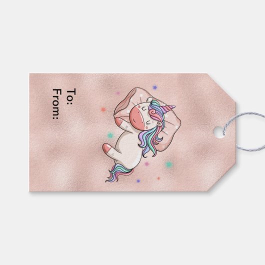 Slapen van pasta Unicorn Cadeaulabel (Voorkant (Horizontaal))