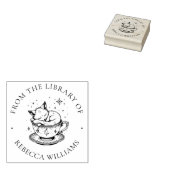 Slapen Vos in Magische Teacup Bookplate Bibliothee Rubberstempel (Gestempeld)