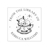 Slapen Vos in Magische Teacup Bookplate Bibliothee Rubberstempel (Afrduk)