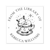 Slapen Vos in Magische Teacup Bookplate Bibliothee Zelfinktende Stempel (Design)