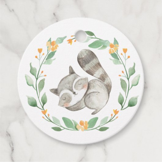 Slapen Wasbeer Krans Baby shower Dank u Bedankjes Labels (Voorkant)