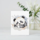 Slapen Waterverf Baby Panda Beer Briefkaart (Staand voorkant)