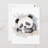 Slapen Waterverf Baby Panda Beer Briefkaart (Voorkant / Achterkant)