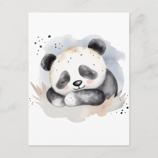 Slapen Waterverf Baby Panda Beer Briefkaart (Voorkant)
