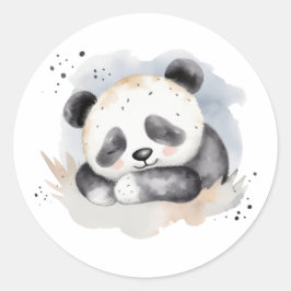 Slapen Waterverf Baby Panda Beer Ronde Sticker