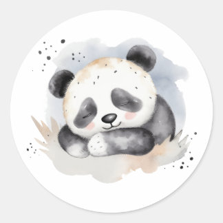 Slapen Waterverf Baby Panda Beer Ronde Sticker