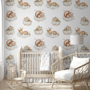 Slapen Woodland Dieren Patroon Baby kwekerij Behang