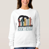 Slapen zwarte witte kat op boekenplank booktrovert trui (Voorkant)