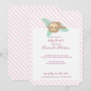 Slapend Baby roze strook Baby shower Kaart