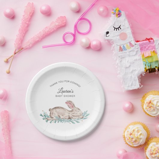 Slapend Bunny Neutraal Gender Baby shower Papieren Bordje (Feest)