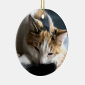 Slapend Calico Keramisch Ornament (Rechts)