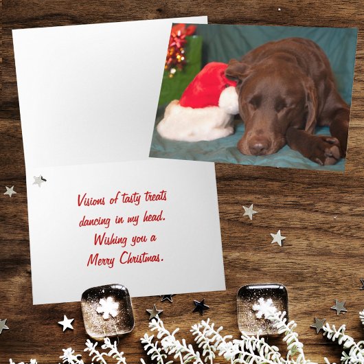 Slapend Chocolade Lab met kerstfoto Feestdagen Kaart