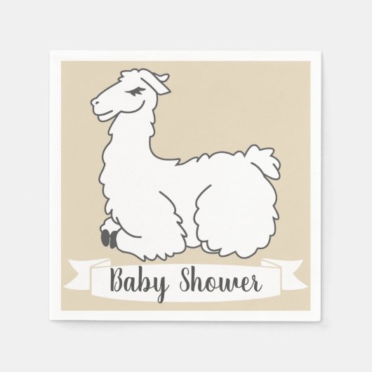 Slapend Fluffy Llama Baby shower Servet (Voorkant)