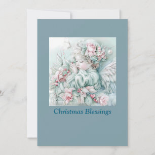 Slapend Kind Engel Kerstzegen - Vintage Kaart
