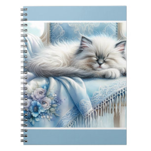 Slapend Kitten Blauw Cottagecore Droom Notitieboek