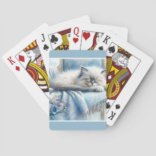 Slapend Kitten Blauw Cottagecore Droom Pokerkaarten