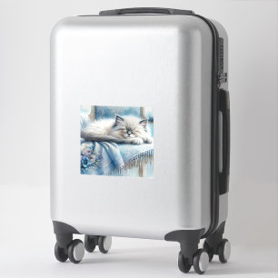 Slapend Kitten Blauw Cottagecore Droom Sticker