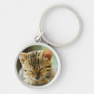 Slapend klein Baby Kat Sleutelhanger