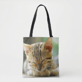 Slapend klein Baby Kat Tote Bag (Voorkant)